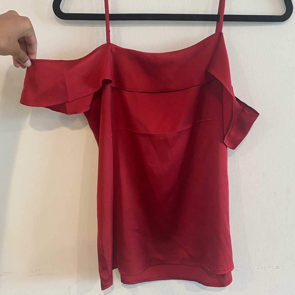 Express Red Silk Off The Shoulder Tank size Small